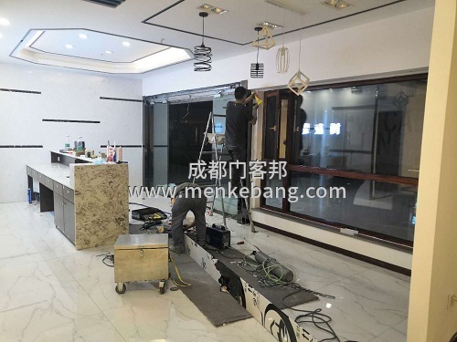 辦公室無框玻璃感應門案例